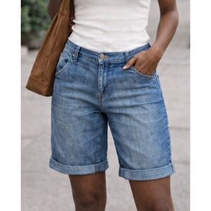 ANA A New Approach Bermuda Jean Shorts Womens 12 Blue Mid Rise Cuffed Casual